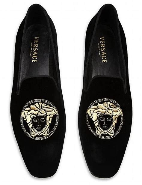 versace mens velvet slippers|Versace collection men's loafers shoes.